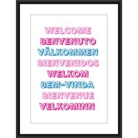 Willkommen Zuhause Gebärden Sprachen A4 Poster, Pinker Fetter Text, Spruch, Wanddeko. Küche, Wohnzimmer, Flur, Neues Haus Einzug Schlafzimmer von LeopardFishPrints