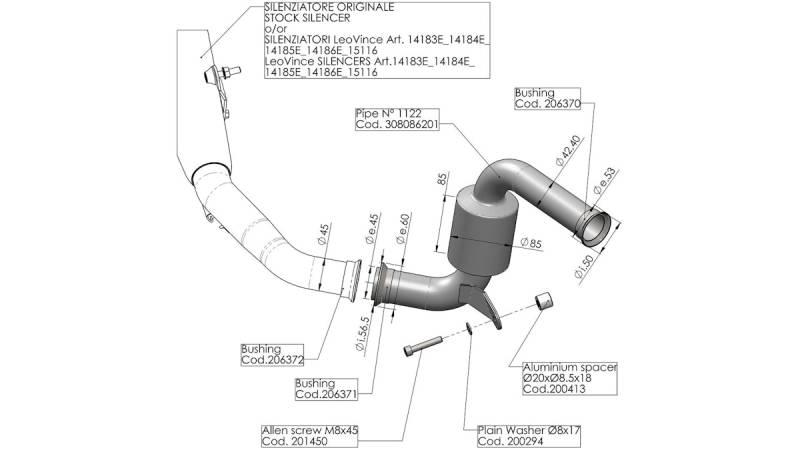 LeoVince Ersatzrohr 8086 Racing, Ersatzrohr Für Katalysator von LeoVince