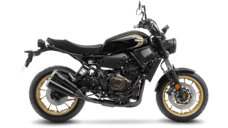 LeoVince Komplettanlage- Schwarze Krümmer Edelstahl SBK GP DUALS für YAMAHA XSR 700 mit Katalysator - Schwarze Krümmerrohre von LeoVince