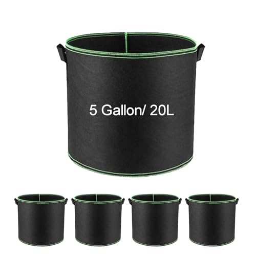 Stoff-Pflanzbeutel, strapazierfähig, verdickt, Vlies-Pflanzgefäße mit Griffen, Gartenpflanzsäcke für Kartoffeln, Karotten, Tomaten und anderes Gemüse, für drinnen und draußen, 20 l, 5 Stück Stoff-Pflanzbeutel, strapazierfähig, verdickt, Vlies-Pflanzgefäße mit Griffen, Gartenpflanzsäcke für Kartoffeln, Karotten, Tomaten und anderes Gemüse, für drinnen und draußen, 20 l, 5 Stück von Lepat