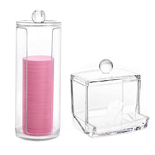 2 Stücke Wattestäbchen aus Kunststoff, Transparente Wattestäbchenbox, Wattepad Behälter, Plastik Staubdicht Wattepad Spender mit Deckel für Schmuck, Tupfer, Lippenstift (Transparent) von Lepidi