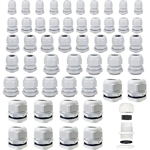 50 Stück Kabelverschraubung, IP68 Wasserdicht Kabelverschraubung Set, Kabelsteckverbinder mit Gegenmutter, PG Einstellbar Verschraubung, M12, M16, M20, M25, M32 Weiß 50 Stück Kabelverschraubung, IP68 Wasserdicht Kabelverschraubung Set, Kabelsteckverbinder mit Gegenmutter, PG Einstellbar Verschraubung, M12, M16, M20, M25, M32 Weiß von Lepidi