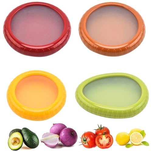 Obst Gemüse Sparer, Silicone Fruit Storage Box, Frischhaltetablett mit Elastischer Folie, Reusable fruit and Vegetable Storage Containers, Fruit Vegetable Shaped Savers,Frischhaltung von Lebensmitteln von Lepidi