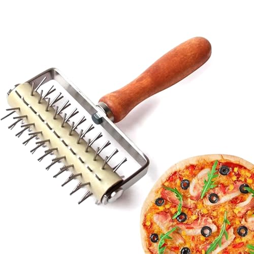 Roller Docker mit Spikes, Edelstahl Pizza Roller mit Spikes, Edelstahl Holzgriff Pizza-Nadelrolle, Pizzateig Docker, Pizzateig Docker Gebäckroller, Stippwalze Teigroller Mit Stacheln, Pizza-Locher Roller Docker mit Spikes, Edelstahl Pizza Roller mit Spikes, Edelstahl Holzgriff Pizza-Nadelrolle, Pizzateig Docker, Pizzateig Docker Gebäckroller, Stippwalze Teigroller Mit Stacheln, Pizza-Locher von Lepidi