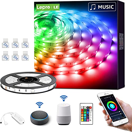 LE LED Strip 5M Alexa, RGB 150 LEDs, Smart WIFI LED Streifen Musiksteuerung, Wlan LED Band, Superhell 5050 Selbstklebend Lichtband, Lichterkette mit Fernbedienung, Kompatibel mit Alexa,App,Google Home von Lepro