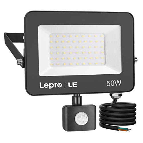 Lepro 50W LED Strahler mit Bewegungsmelder Außen, 4200LM Außenstrahler 5000K Kaltweiß Superhell Scheinwerfer, IP54 Wasserdicht Fluter, Ideale Aussenleuchte für Garten, Innenhöfe, Garage, Haus, Hotel von Lepro