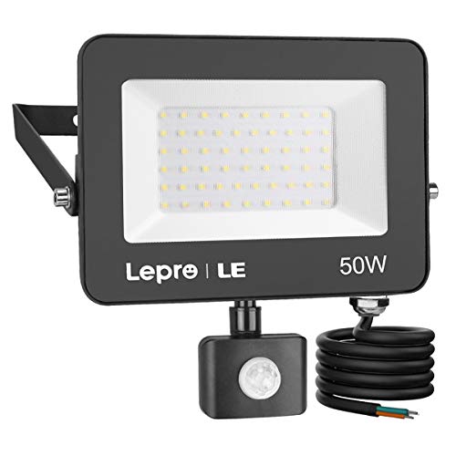 Lepro 50W LED Strahler mit Bewegungsmelder Außen, 4200LM Außenstrahler 5000K Kaltweiß Superhell Scheinwerfer, IP65 Wasserdicht Fluter, Ideale Aussenleuchte für Garten, Innenhöfe, Garage, Haus, Hotel von Lepro