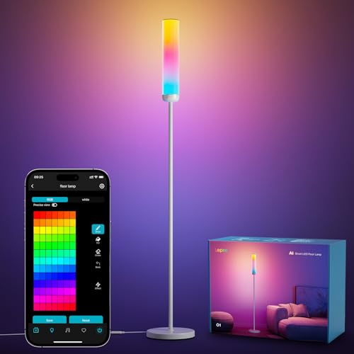 Lepro O1 AI Smart Stehlampe Wohnzimmer 2300LM, Stehlampe Dimmbar 22W RGBCCT, Sprachsteuerung/Musik Sync/DIY, KI-Lichtdesign-Assistent, Kompatibel mit Alexa/Google, WiFi & Bluetooth von Lepro
