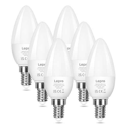 Lepro E14 LED Warmweiss, Glühbirne E14, 4.9W 470 Lumen, 6er-Pack, ersetzt 40W Birne, C37 2700K Warmweiß Glühlampe, 200° Leuchtmittel, Kerzenleuchten von Lepro