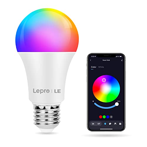 Lepro Farbwechsel E27 LED Lampe, Bluetooth APP-Steuerung 9W Dimmbar RGBCW Birne, RGB & Warmweiß, 16 Farben, 9 W = 60 W, 2700-6500 Kelvin LED Leuchtmittel von Lepro