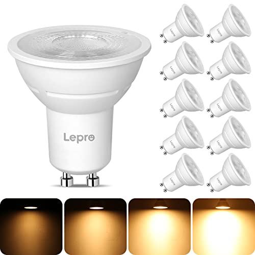 Lepro GU10 LED Warmweiss Dimmbar Lampe, 4,5W, 345 Lumen, 2700K Warmweiß, 38° Abstrahlwinkel, Energiesparend, LED Leuchtmittel für Deckenleuchte, Wohnzimmer, Küche, Schlafzimmer, 10er Pack von Lepro