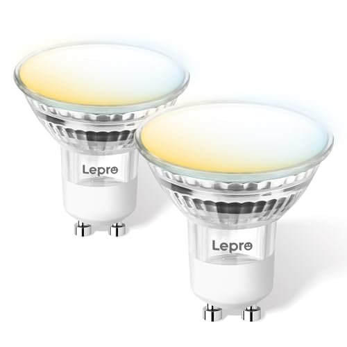Lepro GU10 Smart Lampe, Wlan Alexa Glühbirnen, Wifi LED Leuchtmittel, 2 Pack (4.5W = 50W, Dimmbare Weiß 2700K-6500K per App oder Sprache), Kompatibel mit Alexa Echo, Google Home von Lepro