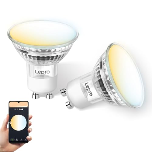 Lepro GU10 Smart Lampe, Wlan Alexa Glühbirnen, Wifi LED Leuchtmittel, 2 Pack (4.5W = 50W, Dimmbare warmweiß bis kaltweiß per App oder Sprache), Kompatibel mit Alexa Echo, Google Home von Lepro