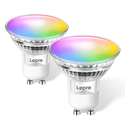 Lepro GU10 Smart Lampe RGBW, Wlan Alexa Glühbirnen, Wifi LED Leuchtmittel, 4.5W = 50W, RGB und Dimmbare Weiß, Dimmbar per App oder Sprache, Kompatibel mit Alexa Echo, Google Home, 2 Pack von Lepro