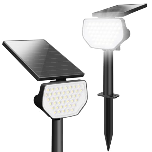 Lepro Solarlampen für Außen Garten, IP65 Solar Gartenleuchten mit Drehbaren Solar Panel, 2-in-1 Solarleuchten mit 2 Beleuchtungsmodi, 43LED Solar Strahler Wegeleuchten Aussen, 2 Stück, Kaltweiß von Lepro