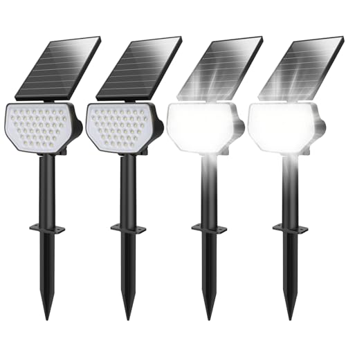 Lepro Solarlampen für Außen Garten, IP65 Solarleuchten mit Drehbaren Solar Panel, 2-in-1 Solar Strahler Außen mit 2 Beleuchtungsmodi, Solar Wegeleuchten für Gärten, Eingang, Garage, 4 Stück Kaltweiß von Lepro