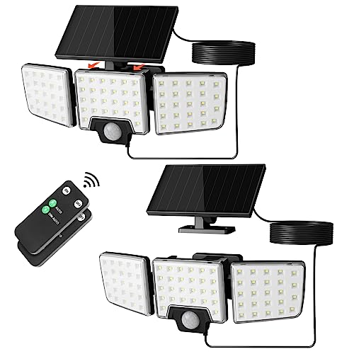Lepro Solarlampen mit Bewegungsmelder für Außen, 2 in 1 Separiert und Integriert Solar Außenleuchte mit Fernbedienung IP65 Solarleucht mit 2 Lichtmodi Led Solar Strahler für Hof Garage, 2 Pack von Lepro