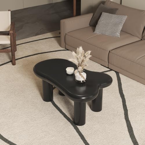 Lequotik Weißer Couchtisch in Cloud-Form aus MDFSchublade – Moderner Wohnzimmertisch mit Stauraum (Schwarz) von Lequotik