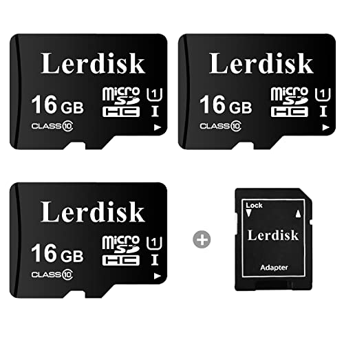 Lerdisk 3er-Pack Micro SD-Karte 16GB Class 10 U1 UHS-I | Für Dashcam, Überwachungskamera, Ältere Handys & MP3-Player, IP67 (16GX3) von Lerdisk