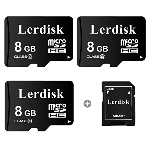 Lerdisk 3er-Pack Micro SD-Karte 8GB Class 10 U1 UHS-I, Für Dashcam, Überwachungskamera, Ältere Handys & MP3-Player, IP65 (8GBX6) von Lerdisk