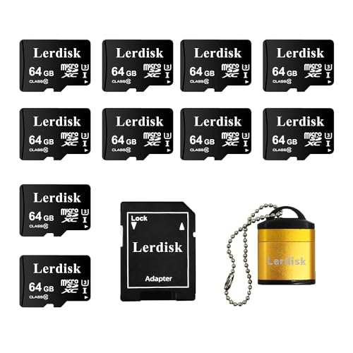 Lerdisk 10er-Pack Micro SD Karte 64GB U3 V30 A1 Class 10 | 4K Video für Drohnen, Dashcams & Android-Geräte | IP65 Wasserdicht (64GBX10) Lerdisk 10er-Pack Micro SD Karte 64GB U3 V30 A1 Class 10 | 4K Video für Drohnen, Dashcams & Android-Geräte | IP65 Wasserdicht (64GBX10) von Lerdisk