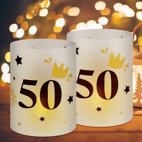 12 Stück Windlicht Tischdeko 50 Geburtstag Deko 50 Geburtstag Frau Deko Windlichter Tischdeko Deko 50. Geburtstag Mann Deko Tisch Deko 50. Geburtstag Deko Geburtstag Frau Mann Tischdeko Geburtstag von Lerdrtuin