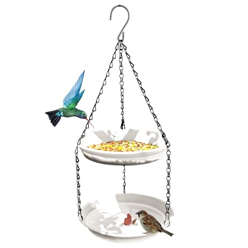 2 In 1 Vogelfutterspender Zum Aufhängen, Doppelschichtiges Vogeltränke Hängend, Rostfrei Vogelbad Garten, Vogelfutterhaus zum Aufhängen, Vogelfutterstation für Vögel Wasser Futter Füttern (Weiß) 2 In 1 Vogelfutterspender Zum Aufhängen, Doppelschichtiges Vogeltränke Hängend, Rostfrei Vogelbad Garten, Vogelfutterhaus zum Aufhängen, Vogelfutterstation für Vögel Wasser Futter Füttern (Weiß) von Lergas