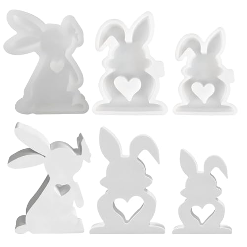 3 Stück Ostern Hase Silikonformen Gießformen, Silikonform Ostern, Silikonform Hase, Gießformen Silikon Osterhase Kerzenform, Giessform Silikon für DIY Kerzen, Gips, Handwerk, Ostern Deko von Lergas