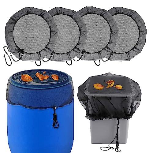 Regentonnen Netz, 4 Stück Verstellbares Regentonne Abdeckung, Regentonnennetz mit Gummizug, 95cm Durchmesser Regentonne Mückenschutz, Regentonne Netz Schutz vor Laub und Insekt von Lergas