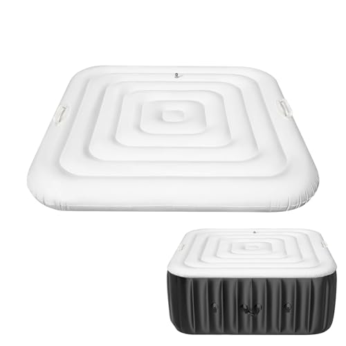 Aufblasbare Whirlpool Abdeckung Eckig, Spa Aufblasbare Poolabdeckung, Whirlpool Zubehör, Universelle Energiesparender Thermoabdeckung für Whirlpools, Schnelles Aufblasen Entleeren, mit Griff (130CM-A) von Lergas