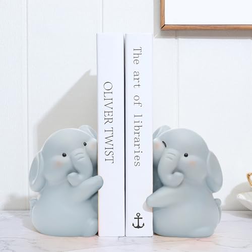 Buchstütze Ente Elefant, Ein Paar Buchstützen mit Rutschfeste Unterlage, Bücherregal Deko Harz Buchhalter, Regal Kinder Bücherstütze Dekorativ,Cartoon Statue Bookends für Schule Schreibtisch (Elefant) Buchstütze Ente Elefant, Ein Paar Buchstützen mit Rutschfeste Unterlage, Bücherregal Deko Harz Buchhalter, Regal Kinder Bücherstütze Dekorativ,Cartoon Statue Bookends für Schule Schreibtisch (Elefant) von Lergas
