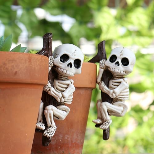Halloween Deko Outdoor Skelett-Angler Figuren, Lustige Halloween Deko Garten Totenkopf Statue, 360° Drehbarer Totenkopf Tischdeko, Halloweendeko Gruselig Dekoration für Teich Rasen Terrasse Hof (D) von Lergas