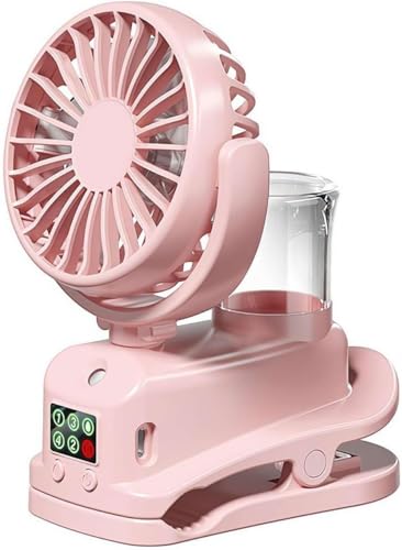 Handventilator Akku Aufladbar mit Wasserkühlung und Clip, Feinnebel-Befeuchtung Hand Ventilatoren, 4-Stufen Handventilator Leise, 360° Drehbar Mini Ventilator Hand, Taschenventilator Handheld Fan (C) von Lergas