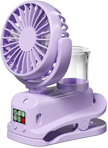 Handventilator Akku Aufladbar mit Wasserkühlung und Clip, Feinnebel-Befeuchtung Hand Ventilatoren, 4-Stufen Handventilator Leise, 360° Drehbar Mini Ventilator Hand, Taschenventilator Handheld Fan (D) von Lergas