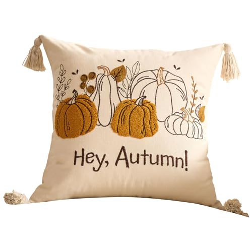 Herbst Kissenbezüge 45x45, Herbst Deko Kissenbezug, Herbstdeko Kissenbezug aus Leinen, Kürbis Ahornblatt Kissenhülle mit Quasten, Bezüge Herbstlich für Sofakissen Dekokissen Zierkissen Kopfkissen (B) Herbst Kissenbezüge 45x45, Herbst Deko Kissenbezug, Herbstdeko Kissenbezug aus Leinen, Kürbis Ahornblatt Kissenhülle mit Quasten, Bezüge Herbstlich für Sofakissen Dekokissen Zierkissen Kopfkissen (B) von Lergas
