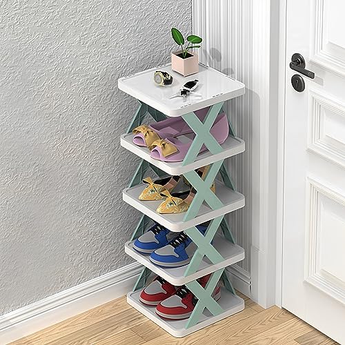 Lergas 5 Ebenen Schuhregal Faltbar, Schuhregal Platzsparend, Schuhregal Schmal, Schuhaufbewahrung Platzsparend für Flur, Schlafzimmer, Schrank (Blau) von Lergas