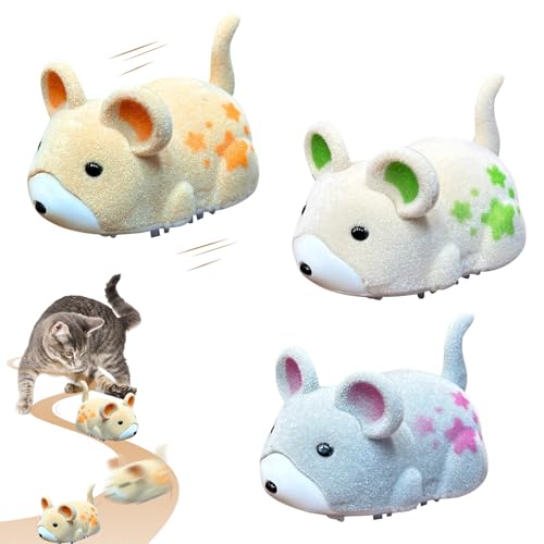 Lergas Katzenspielzeug Selbstbeschäftigung Elektrisch Maus, Elektrisches Katzenspielzeug Maus, Interaktives Spielzeug Katzen, Interaktiv Katzen Spielzeug mit Vibration Ohne Räder (3 PCS) von Lergas