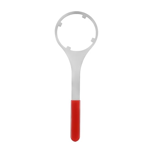 Lergas Wasserfilter Gehäuse Schlüssel, Metall Filterschlüssel für Wasserfiltergehäuseschlüssel, Metall Wasserfilterschlüssel 4,8 Zoll Durchmesser, Entriegelungsschlüssel mit Gummi Griff (Rot) von Lergas