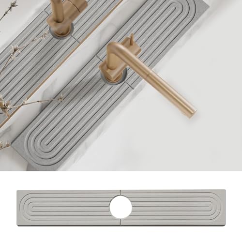 Lergas Wasserhahn Spritzschutz, Wasserhahn Abtropfmatte Kieselalgenschlamm, Wasserhahn Spritzschutz Nimmt Wasser auf und Trocknet Schnell, Wasserhahn Pad für Küche Badezimmer (Mittelgrau 60 * 10 cm) Lergas Wasserhahn Spritzschutz, Wasserhahn Abtropfmatte Kieselalgenschlamm, Wasserhahn Spritzschutz Nimmt Wasser auf und Trocknet Schnell, Wasserhahn Pad für Küche Badezimmer (Mittelgrau 60 * 10 cm) von Lergas