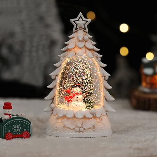 Schneekugel Weihnachten mit Beleuchtung, Weihnachtslaterne mit Schneegestöber, LED Weihnachtsdeko Vintage Schneekugel Laterne, Weihnachtsbaum Nachtlicht Batteriebetrieben für Weinachtsdekorationen (C) von Lergas