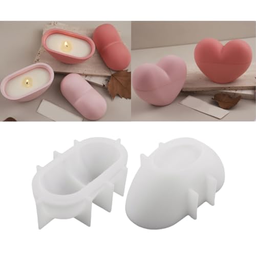 Silikonform Kerzenhalter Silikonform Rund Silikon Gießform Dose mit Deckel Silikonformen Gießform Kerzenhalter Gießformen für Beton Gießformen für Kerzenständer Blumentöpfe Vorratsgefäß (H) von Lergas