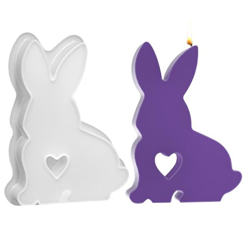 Silikonform Ostern Silikon Gießform Hase 3D Kerzenformen zum Gießen Osterhasen Silikonform Kerze DIY Silikonform Hase Handgemachte Gießformen Silikon für Handarbeit Osterhase Deko Duftkerze (D) von Lergas