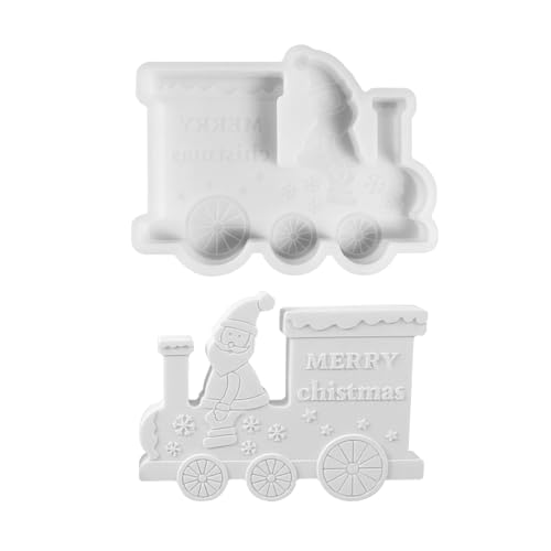 Silikonform Weihnachtsmann Zug, Silikonformen Gießformen, Weihnachtsmann im Zug Gießformen Silikon, Gießform Weihnachten, Silikonform Gießform für DIY Weihnachten Kerzen Handwerk (E) von Lergas