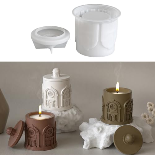 Silikonformen Gießformen Kerzenhalter, Silikonform Kerzenhalter, Rund Haus Palast Gießformen Silikon, Gipsformen zum Gießen, 3D Silikon Formen zum Gießen, Gips Silikonform Gießform Teelichthalter (F) von Lergas
