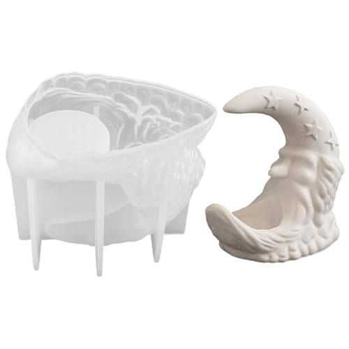 Silikonformen Gießformen Weihnachten Weihnachtsmann Kerzenhalter, Mond Silikonform Gießform Kerzenhalter, 3D Gips Gießformen Silikon Teelichthalter, DIY Gipsformen zum Gießen, Silikon Formen (A) von Lergas