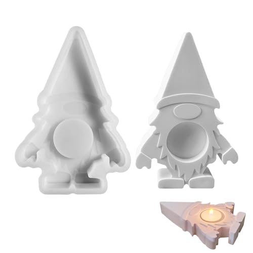 Silikonformen Gießformen Weihnachten Wichtel Kerzenhalter, Teelichthalter Silikonform Gießform Kerzenhalter, 3D Gips Gießformen Silikon Teelichthalter, DIY Gipsformen zum Gießen, Silikon Formen (C) von Lergas