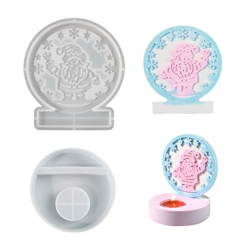 Silikonformen Gießformen Weihnachten Weihnachtsmann Kerzenhalter, Mond Silikonform Gießform Kerzenhalter, 3D Gips Gießformen Silikon Teelichthalter, DIY Gipsformen zum Gießen, Silikon Formen (D) von Lergas