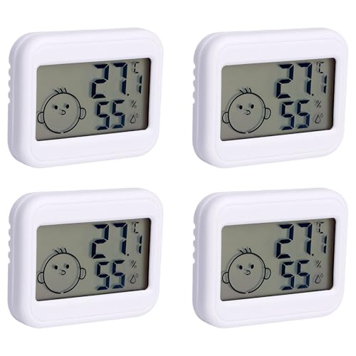 Thermometer Hygrometer Innen Außen, Raumthermometer -50 °C bis +70 °C, Präzises Thermometer mit Luftfeuchtigkeitsmesser, Mini Thermo Hygrometer Digital zum Messen Temperatur Feuchtigkeit, 4 Stück von Lergas
