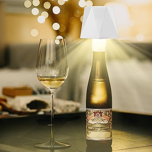 Tischlampe LED Dimmbare Flaschenlicht USB Aufladbar Flaschenlampe Berührungssteuerung IP54 Wasserdicht Tischleuchte mit 5200 mAh Batterie Kabellose Flaschenlicht für Schlafzimmer Restaurant Bar (Weiß) von Lergas