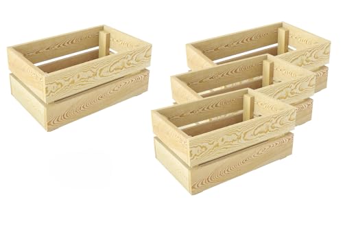 Lermowood Holzkisten 4x Box0421 25 x 40 x 19cm Natur | Dekokisten aus Holz Massive Holzkiste Regalkiste Weinkiste von Lermowood
